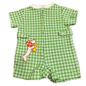 Rare Vintage 1970s Wiener Dog Dachshund onesie one piece appliqué Health-Tex